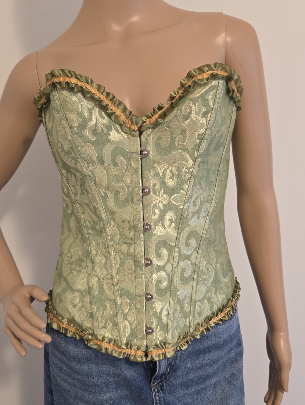 Vintage Inspired Overbust Corset Classic Floral Damask Brocade Pattern